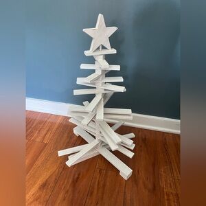 Container store wood movable Christmas tree